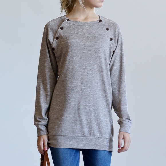 SOLD OUT❕Taupe Long Sleeve Tunic - Picture 2 of 5